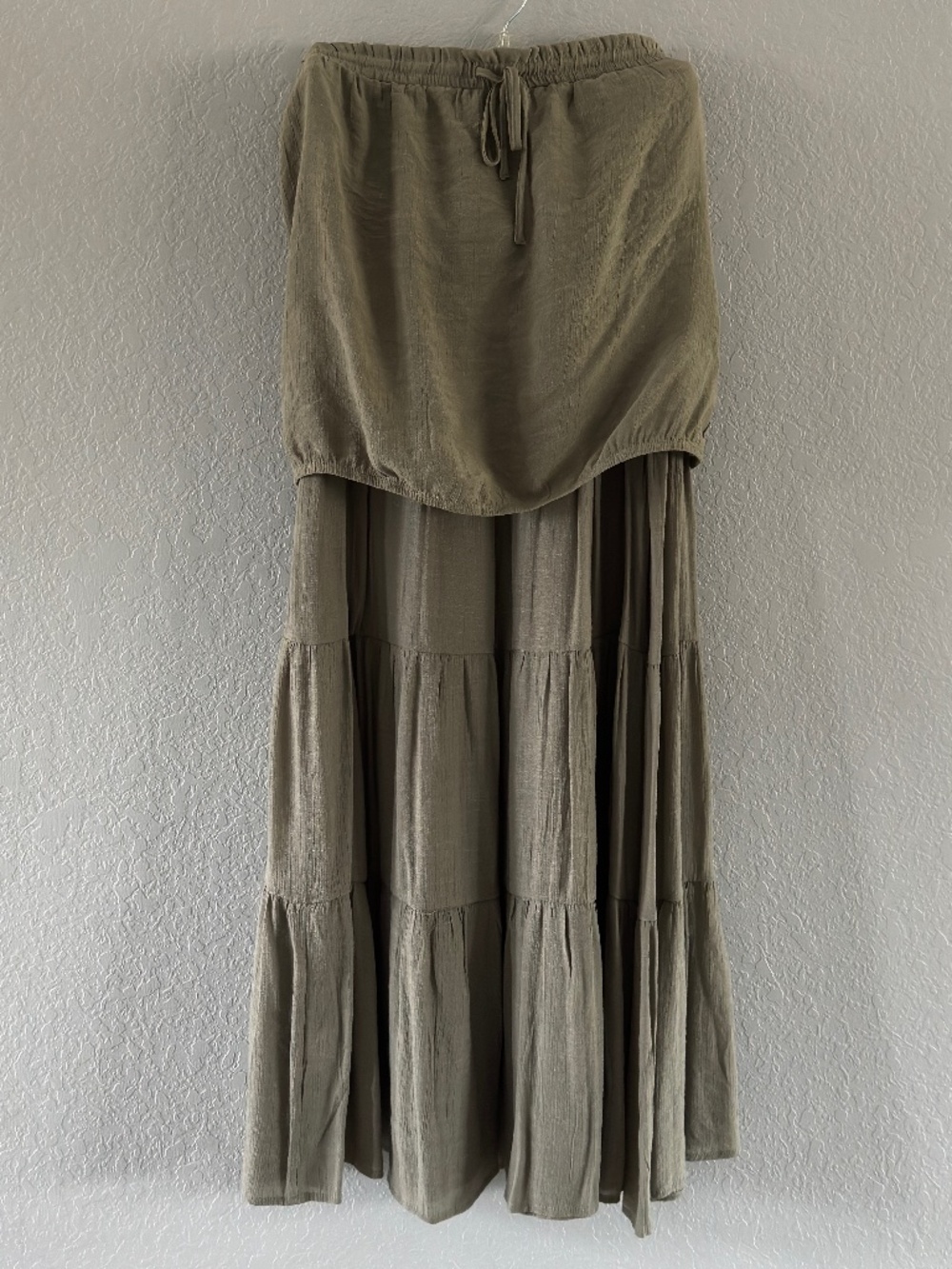 NY&Co two piece set olive green linen skirt size L and top size M